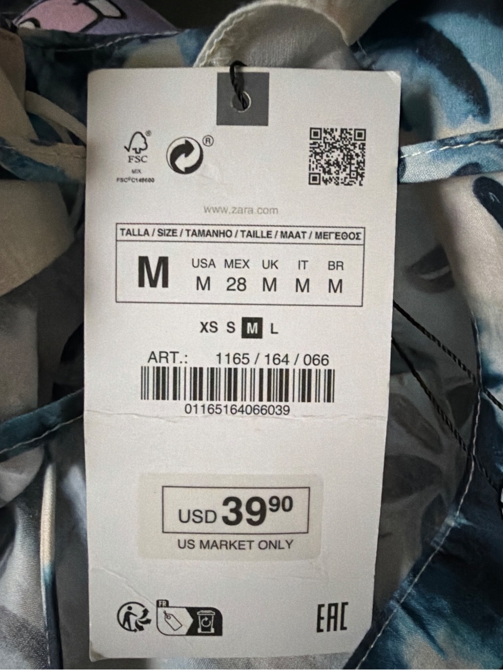 Zara NWT Blue White Printed Ruched Cami Top Size Medium - Picture 7 of 9